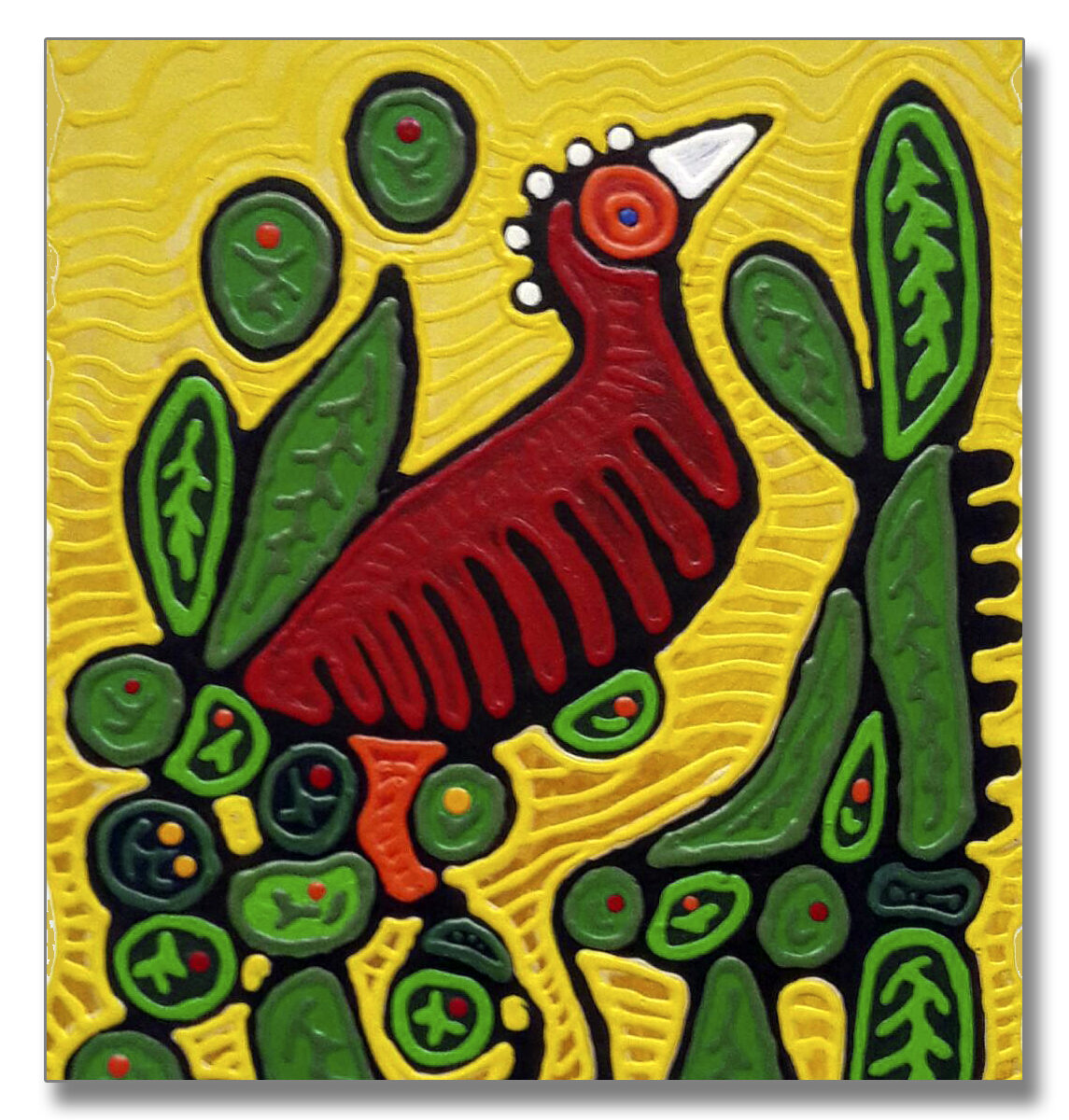 Amusement ornitho-exotico-printanier N° 2 (Acrylique sur toile - 33 × 41 cm - 2018) (Détail)_w