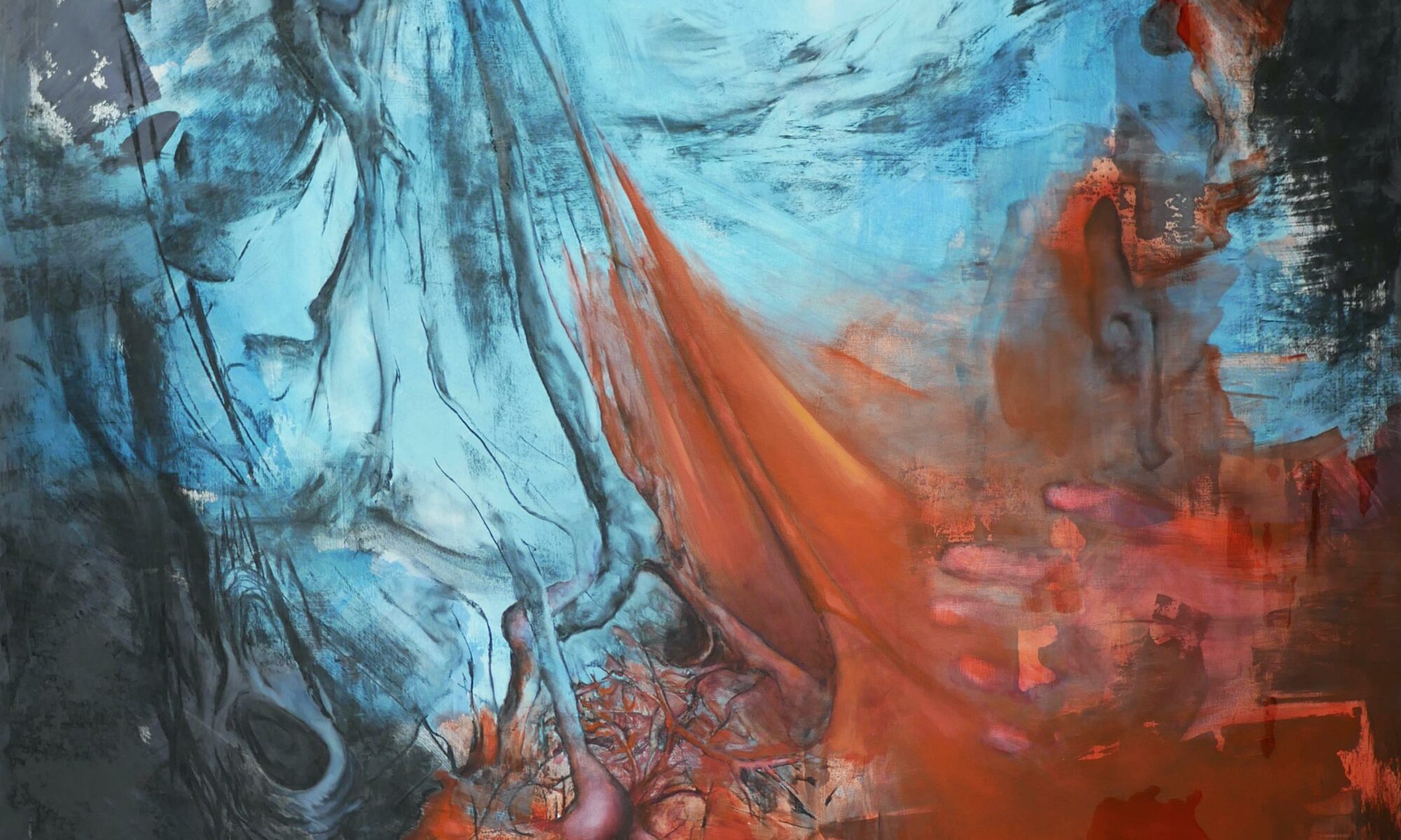 Ancrage- Le lien du silence_ huile et fusain sur bois, 140x120 cm_2024